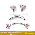 3mm Gem Internally Threaded Eyebrow Ring Body Jewelry